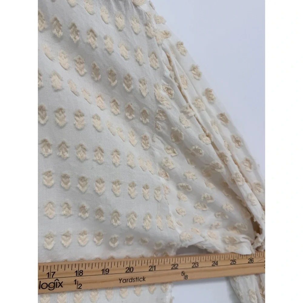 Pilcro Anthropologie Tavi Shirt Women S Cream Textured Boho Peasant Cottage